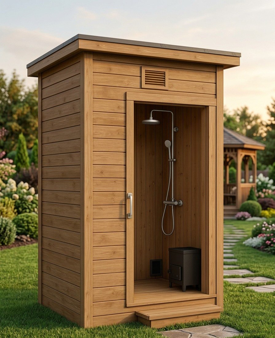 Outdoor Wooden Shower Cabin - Photo 2