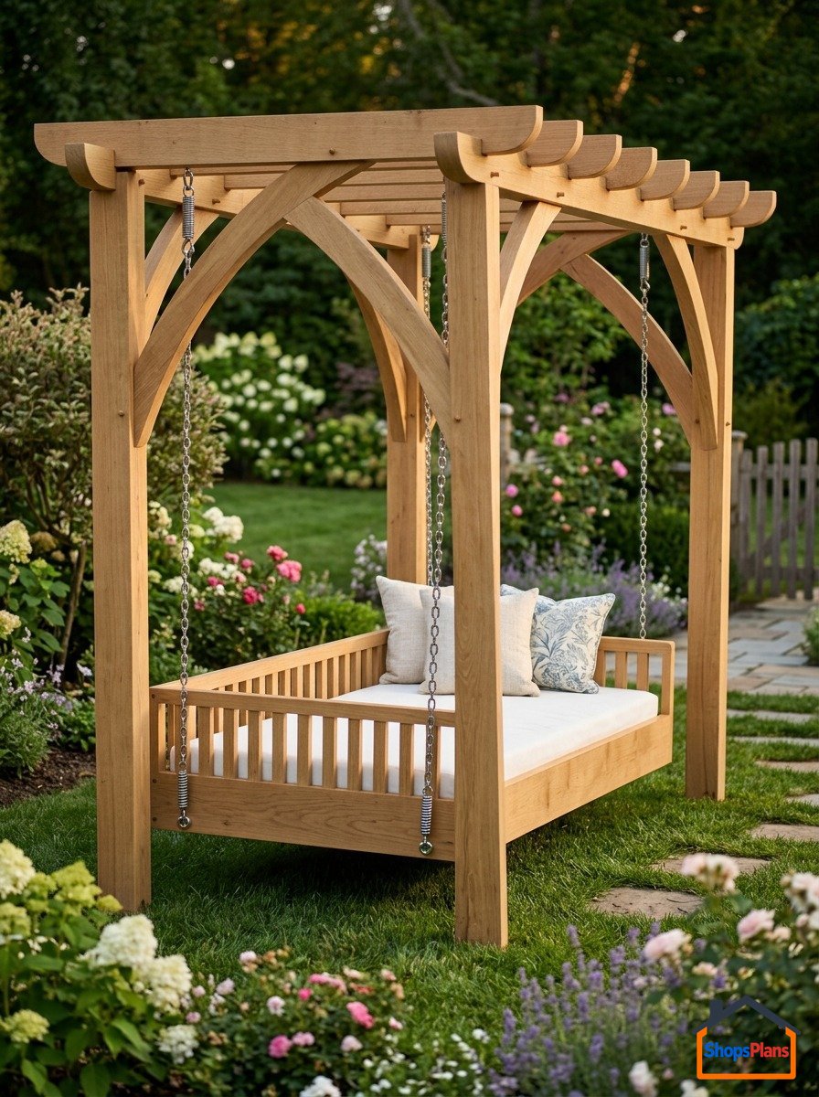 Hanging Swing Bed with Pergola - Photo 1