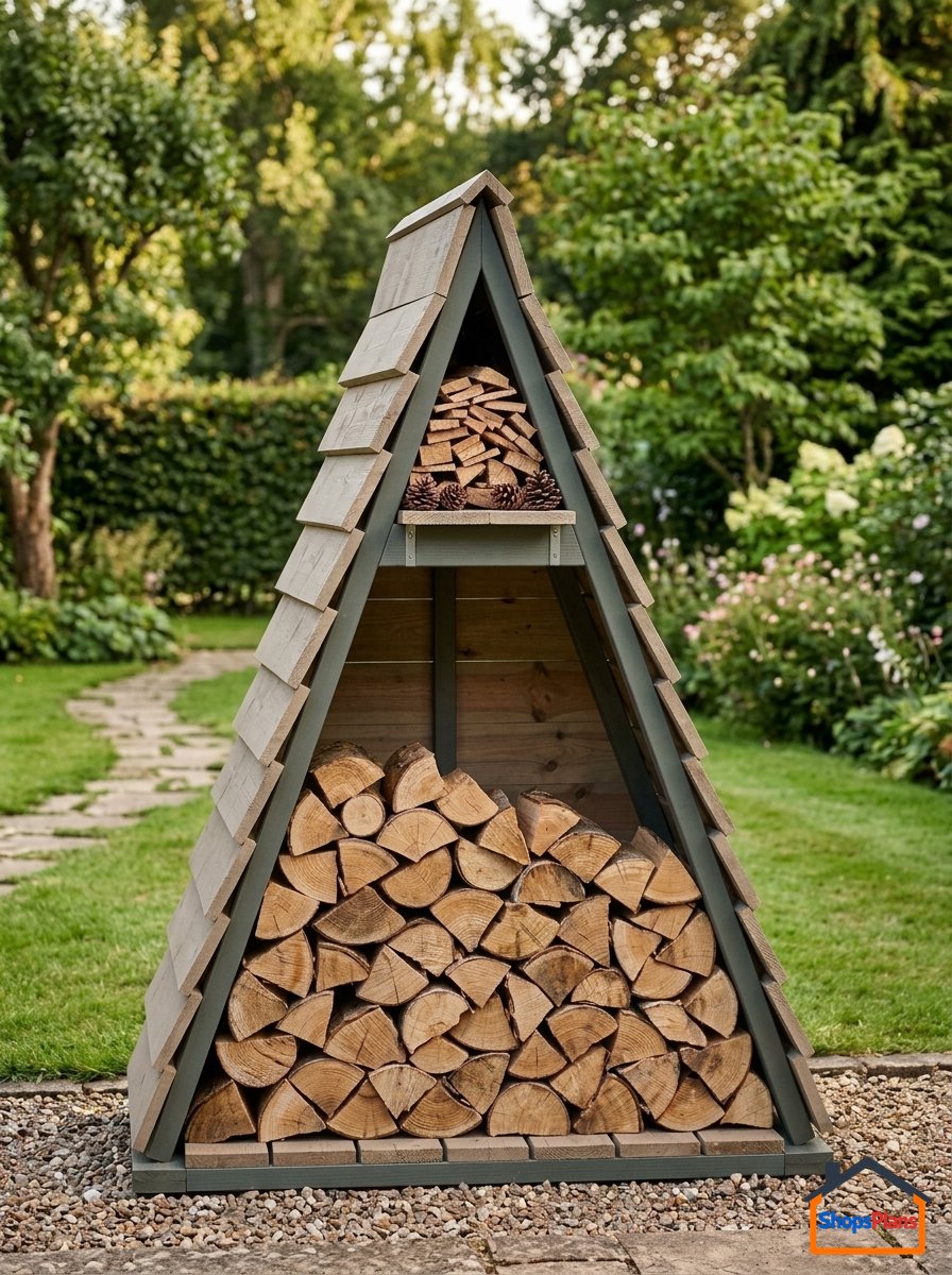 Triangular Wood Firewood Shed - Photo 1