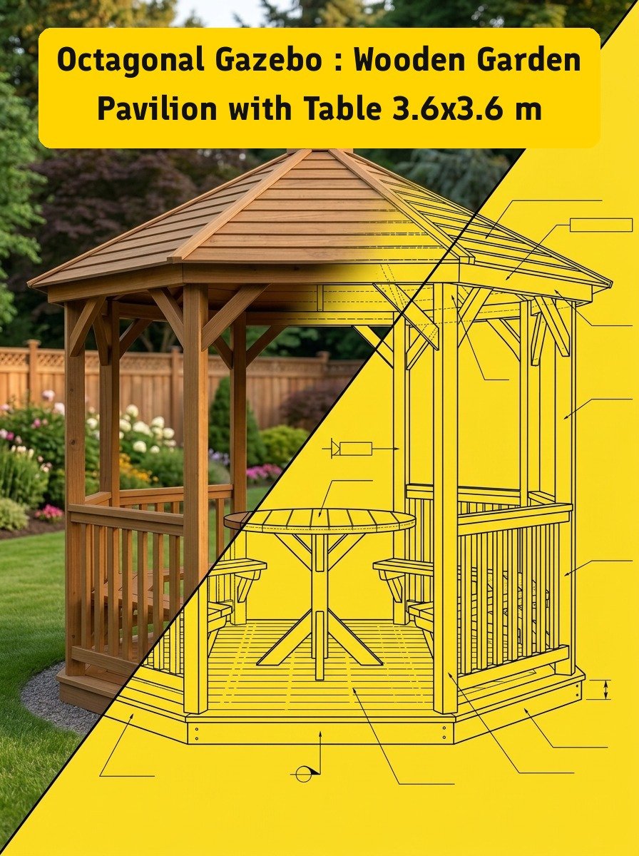 Octagonal Wooden Garden Pavilion - Photo 2