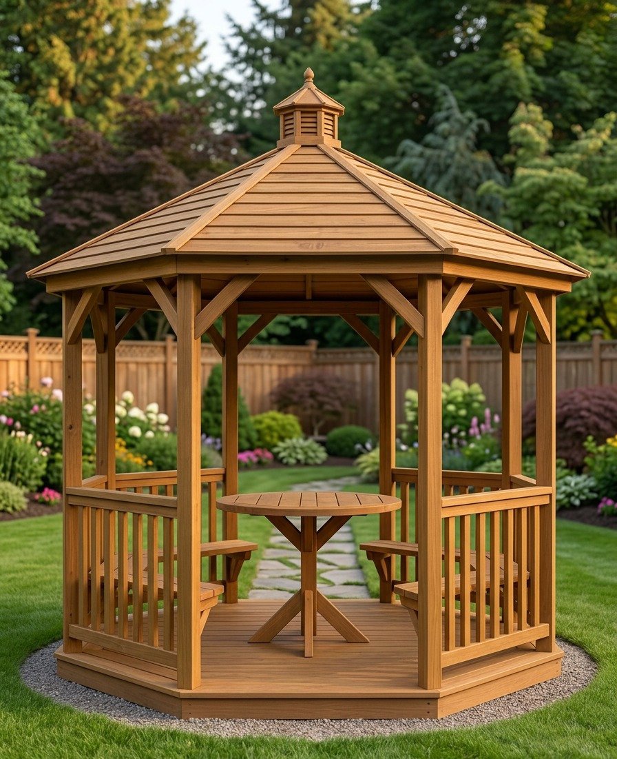 Octagonal Wooden Garden Pavilion - Photo 3