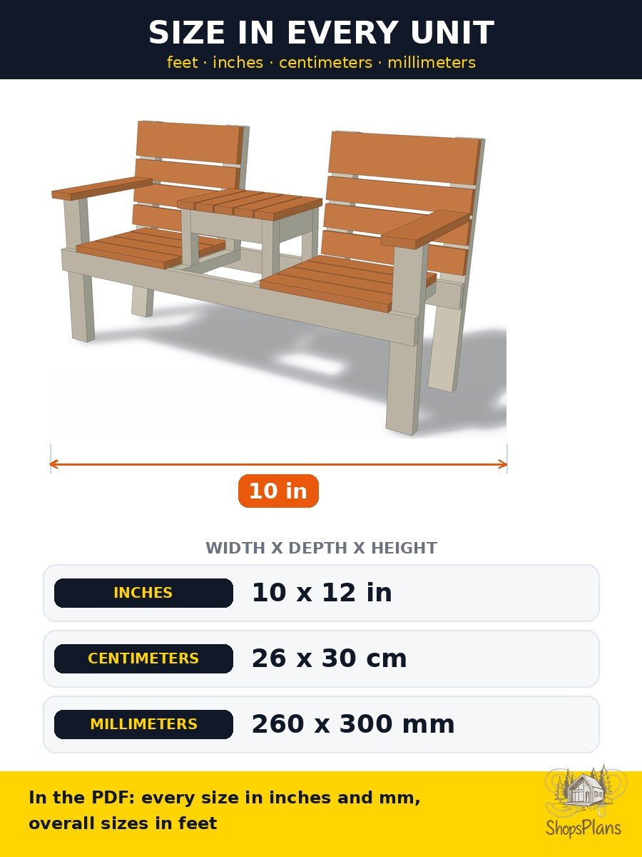 Garden Bench with Center Table - Photo 3