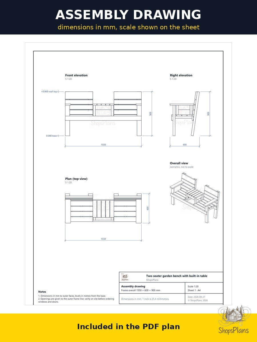Garden Bench with Center Table - Photo 7